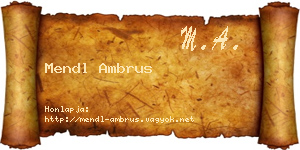 Mendl Ambrus névjegykártya